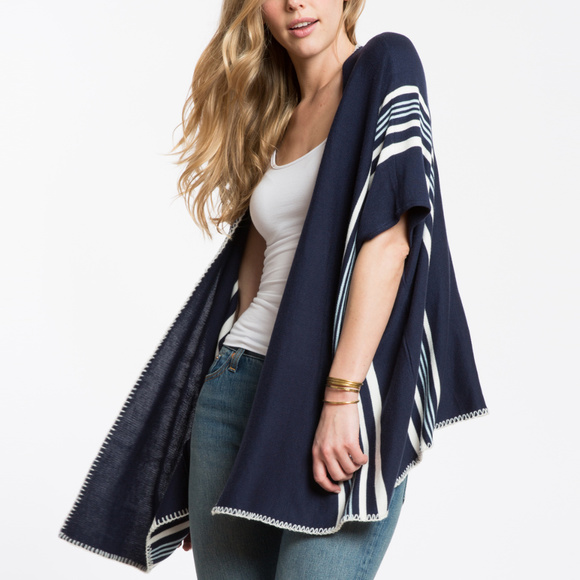 NWOT: Marine Layer - Cameron Poncho (NAVY/CREAM) - Picture 3 of 6